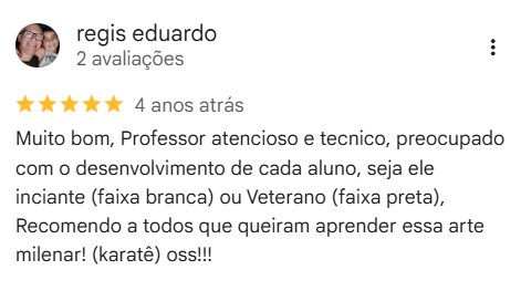 Avaliação de Regis Eduardo sobre o Fudoshin Dojo